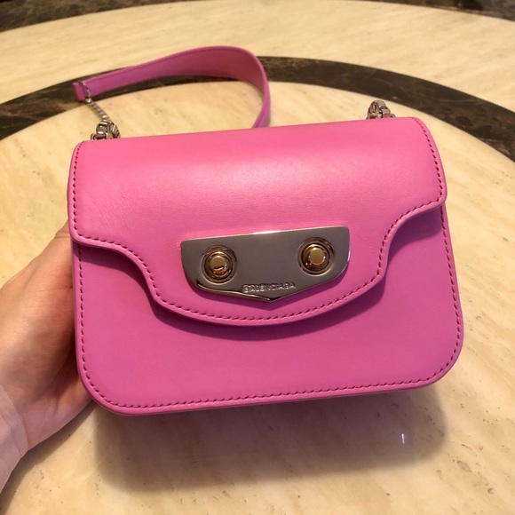 ✨SOLD✨Auth BALENCIAGA Calf Leather Baby Pink Mini Square Crossbody Bag - Picture 2 of 12